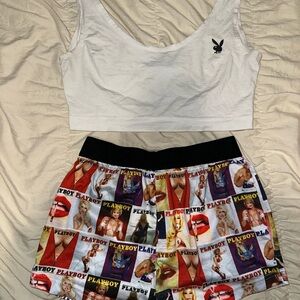 Playboy White Crop Top and Boxer Set